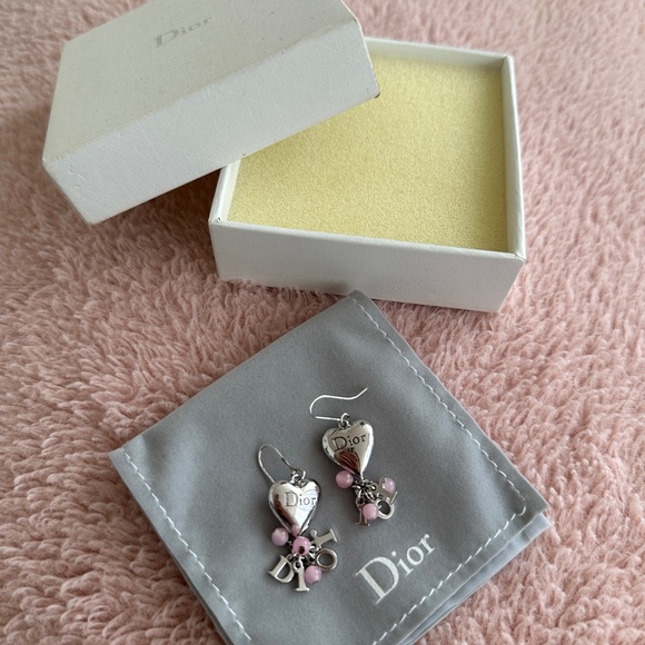 Christian Dior Bead Heart Logo Drop Vintage Earring - Picture 2 of 9